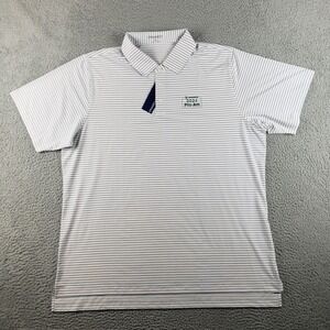 B.‎ DRADDY Sport Shirt Mens XXL White Striped Performance Golf Polo JamesHardie